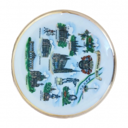Farfurie mică decorativă suvenir (9 cm) decorată cu aur coloidal
