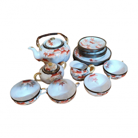 Serviciu cafea / ceai 19 piese (4 cești, 12 farfurii, ceainic, zaharniță și latieră) porțelan Japonia 399